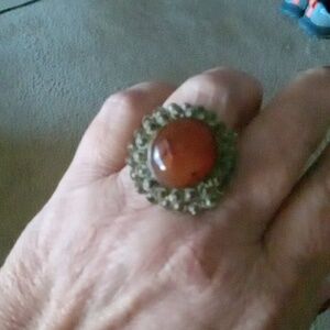 Vintage Amber Poison Ring